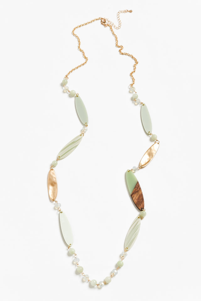 Aal Green Beaded Leaf Necklace