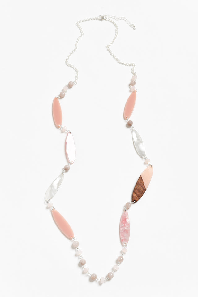 Aal Pink Beaded Leaf Necklace