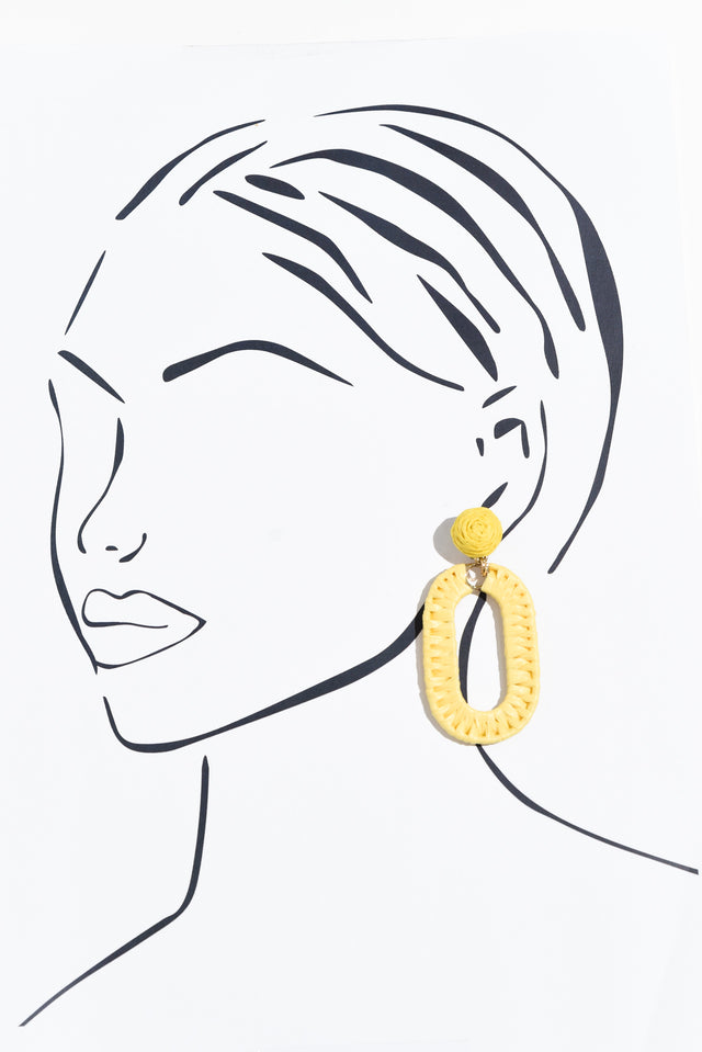 Abeni Yellow Straw Drop Earrings