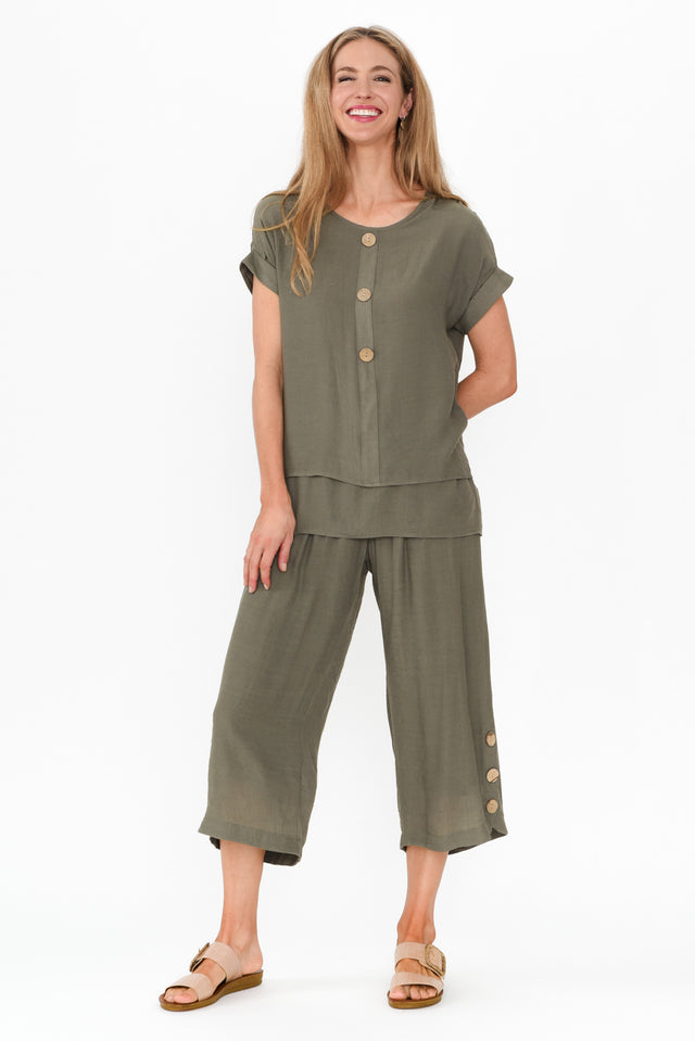 Abilene Khaki Button Top image 8