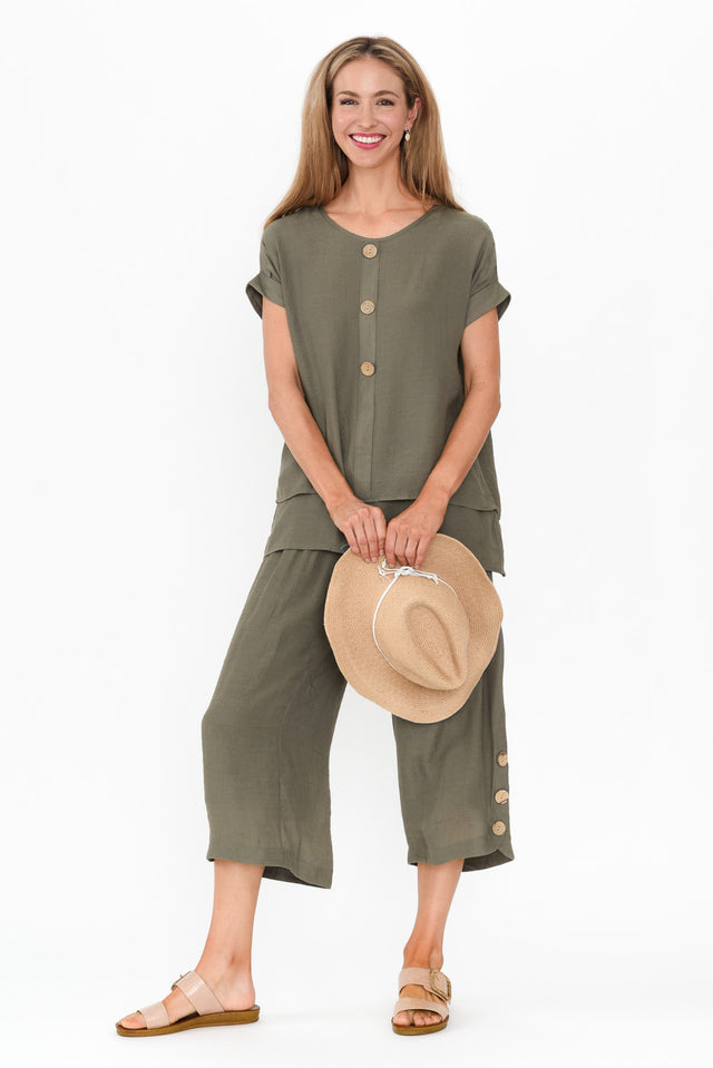 Abilene Khaki Button Top image 4