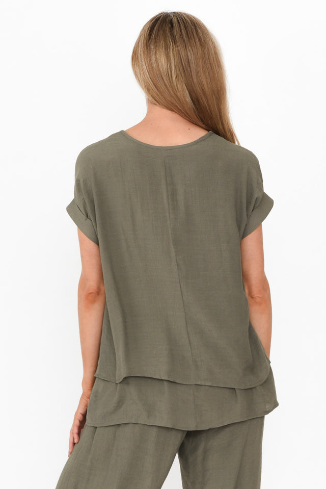 Abilene Khaki Button Top image 6