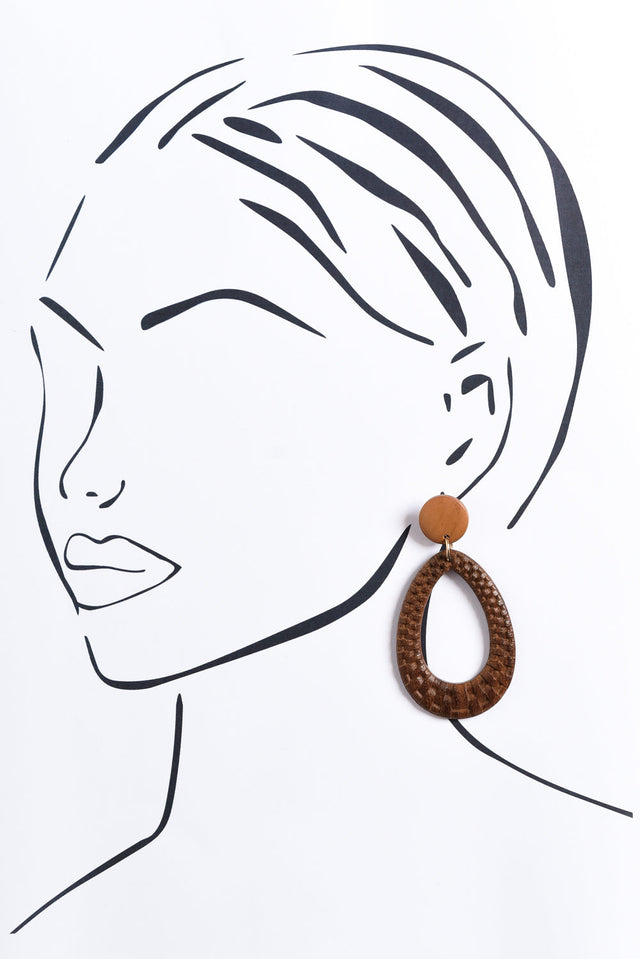 Aisling Brown Wood Teardrop Earrings image 2