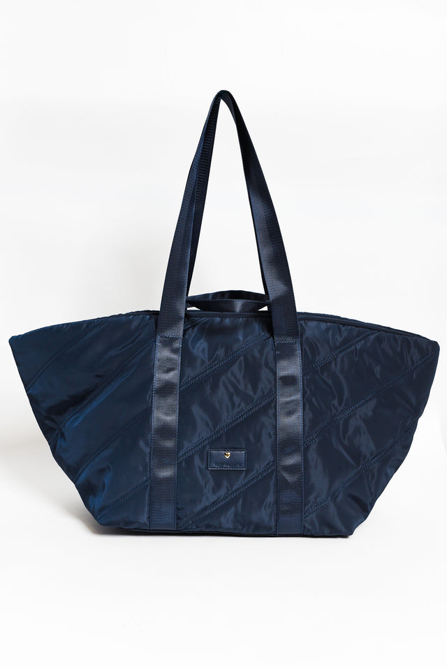 Aleana Navy Quilted Tote Bag