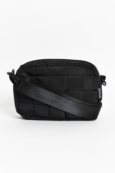 Allegro Black Woven Puffer Crossbody Bag