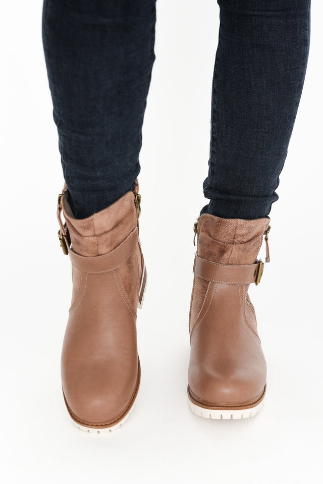 Alpha Taupe Leather Zip Boot