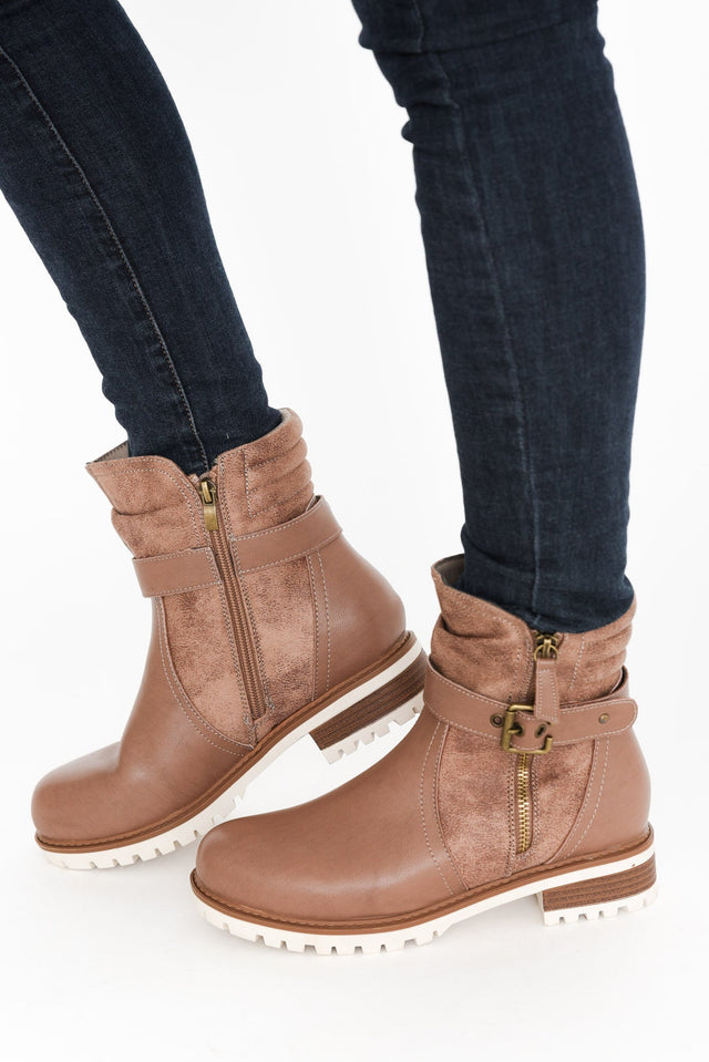 Alpha Taupe Leather Zip Boot