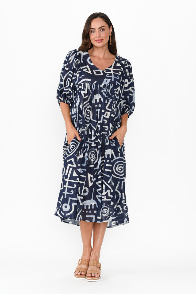 Amalia Blue Geo Cotton Dress banner image