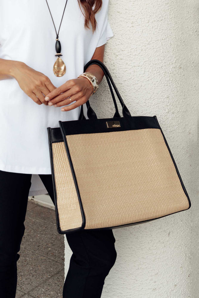 Amos Natural Contrast Weave Tote Bag