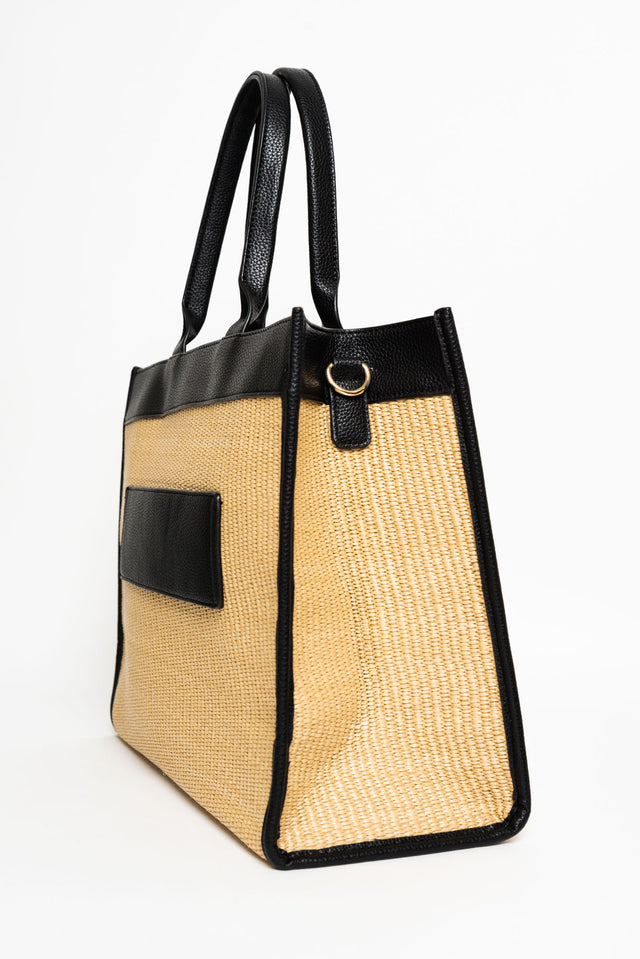 Amos Natural Contrast Weave Tote Bag image 3