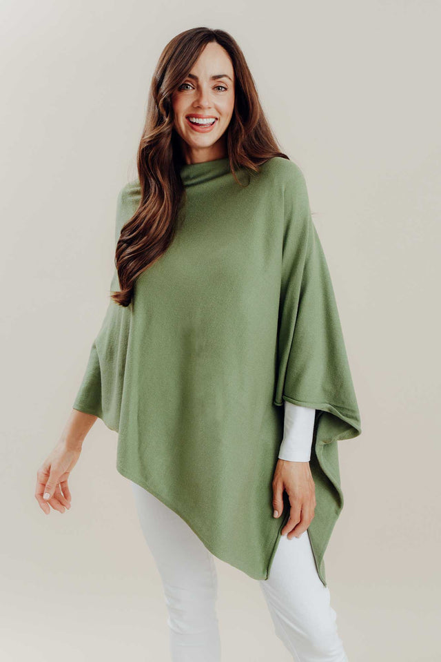 Amy Olive Wool Blend Poncho