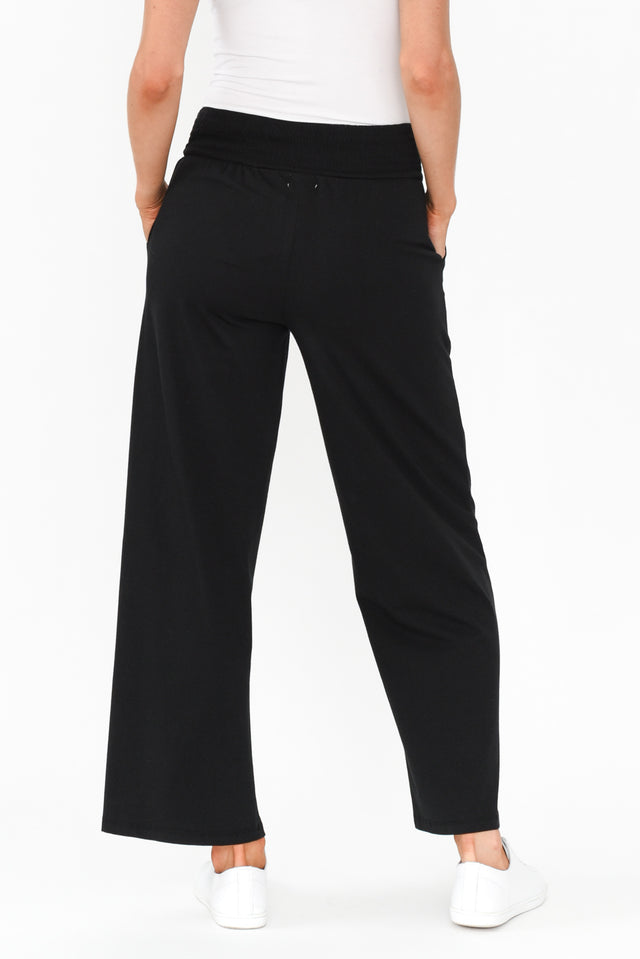 Angelica Black Cotton Shirred Pants image 7