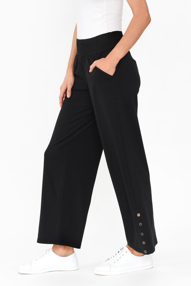 Angelica Black Cotton Shirred Pants image 6