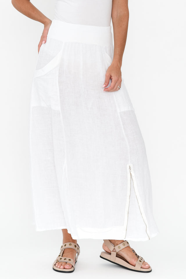 Ani White Linen Pocket Maxi Skirt banner image