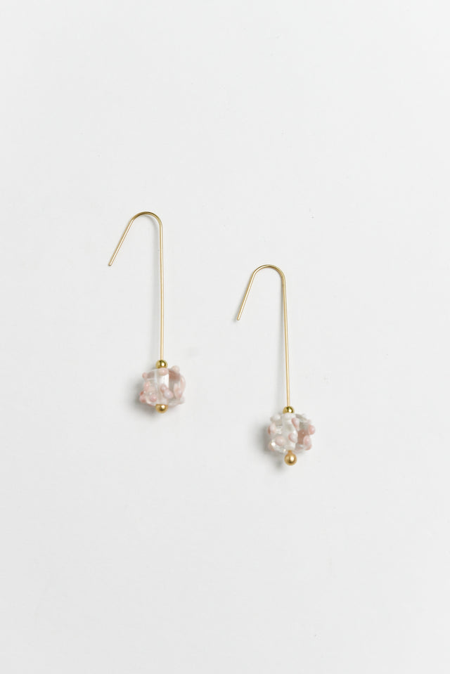 Anka Pink Dot Glass Hook Earrings