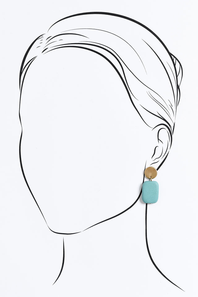 Ariel Aqua Rectangle Drop Earrings