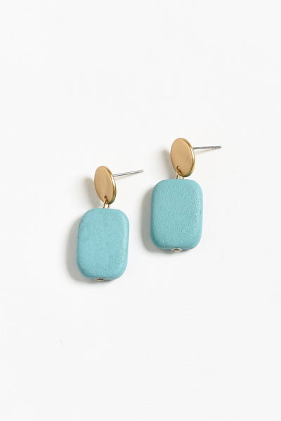 Ariel Aqua Rectangle Drop Earrings