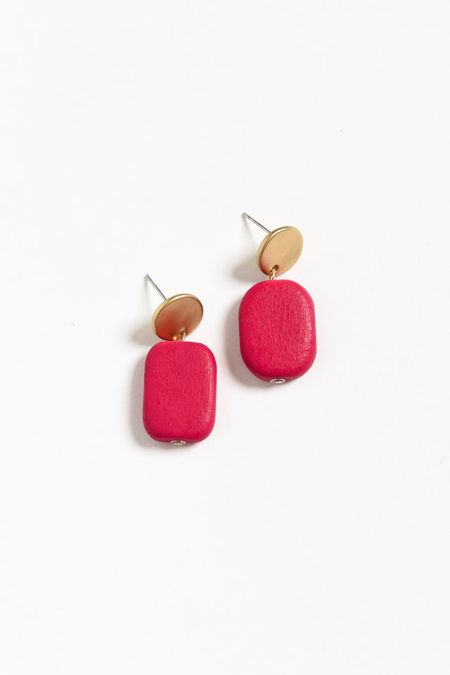 Ariel Fuchsia Rectangle Drop Earrings