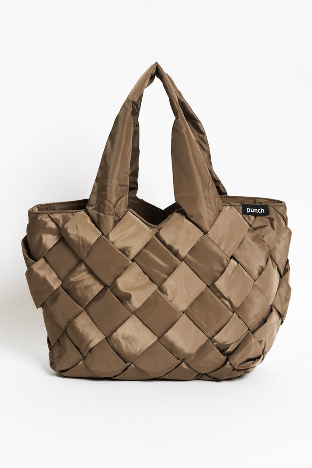 Ashaya Mocha Platted Puffer Tote Bag