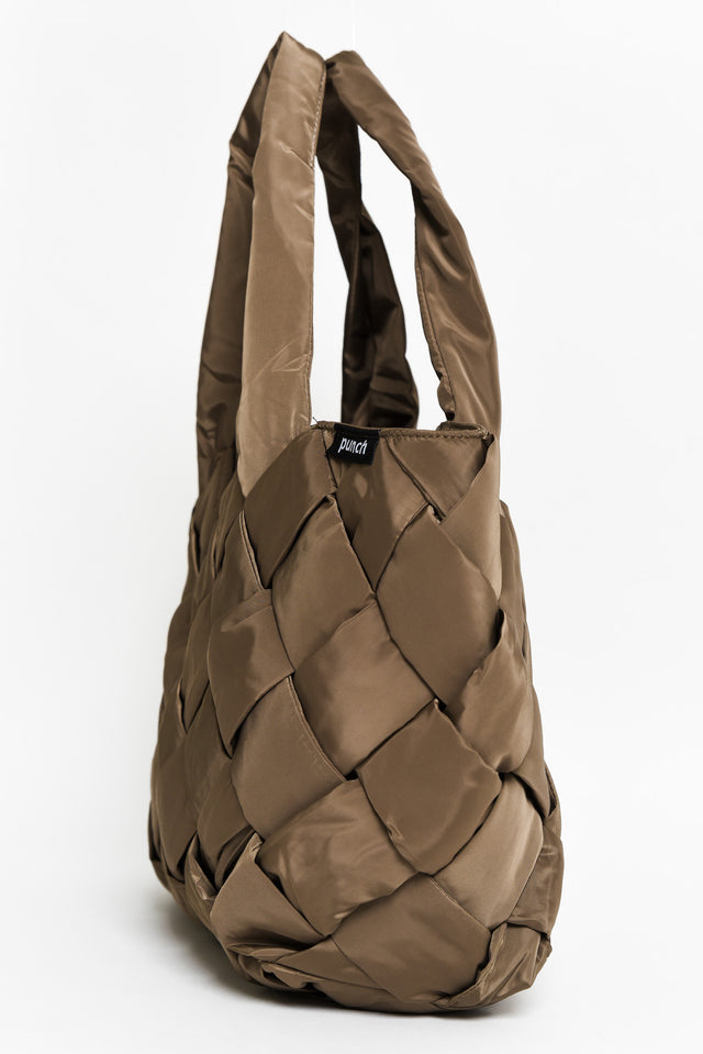 Ashaya Mocha Platted Puffer Tote Bag image 3