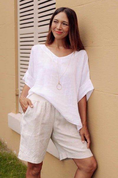 Aster Natural Linen Shorts