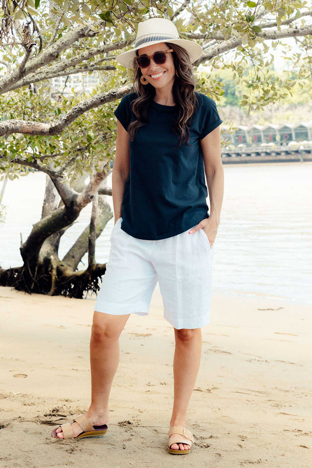 Aster White Linen Shorts