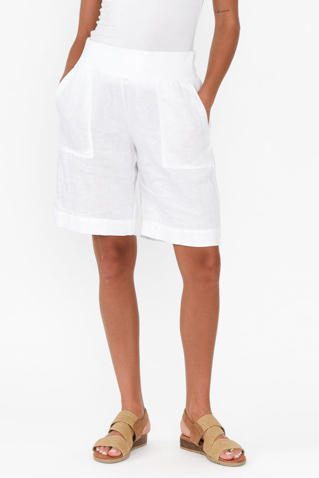 Aster White Linen Shorts banner image