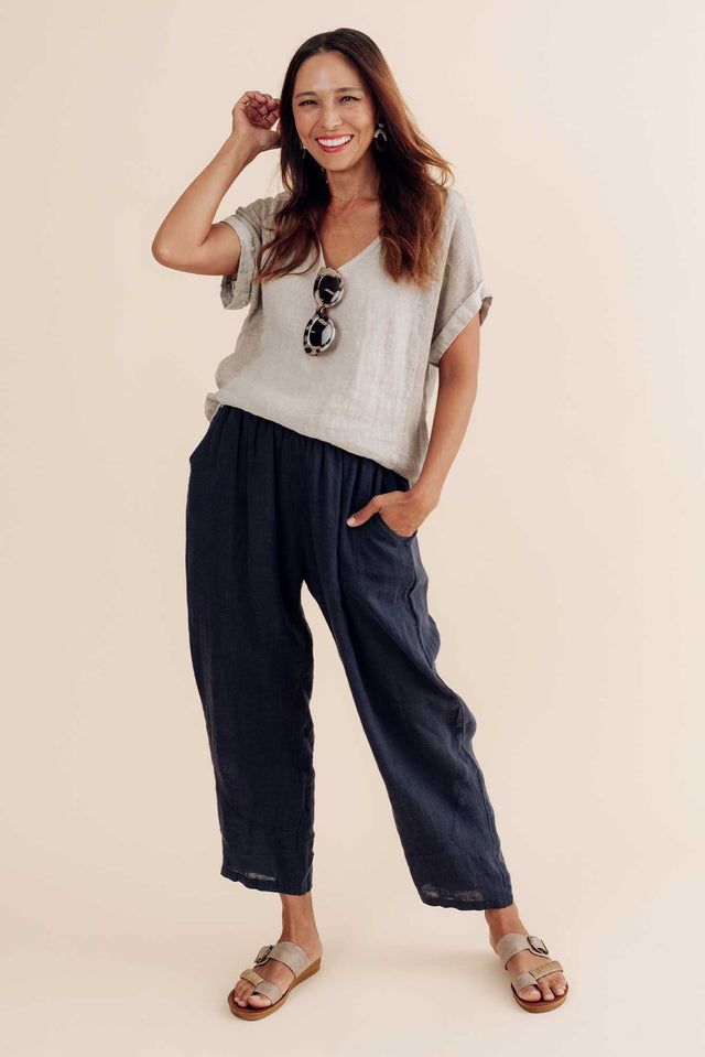 Ataya Navy Linen Pants