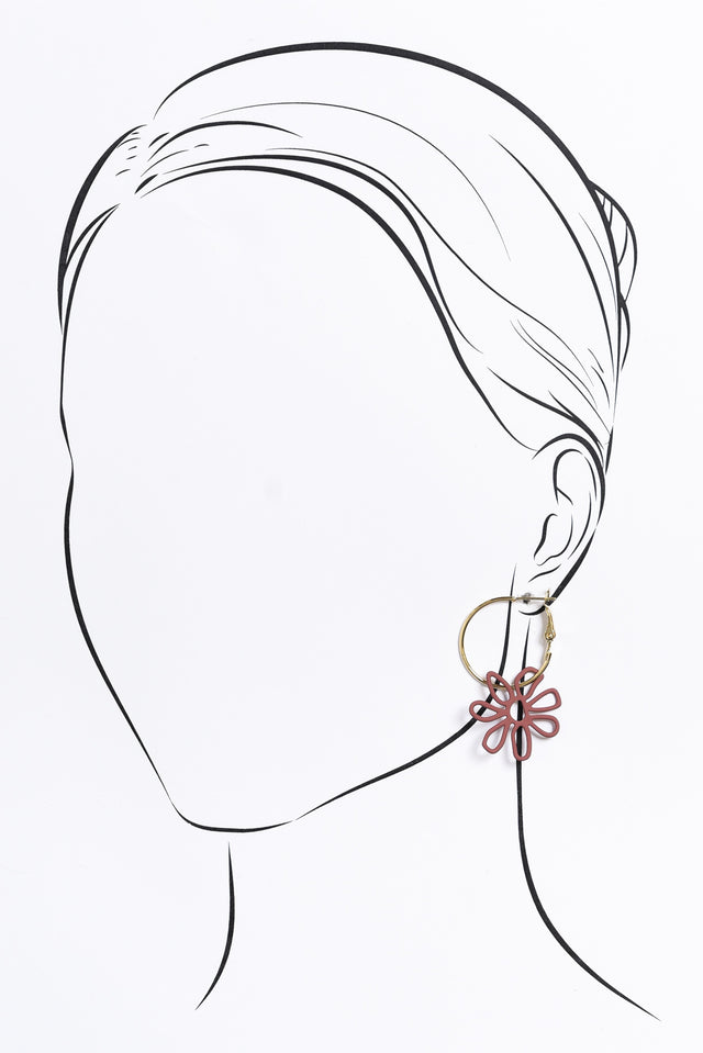 Aubi Mocha Flower Drop Hoop Earrings