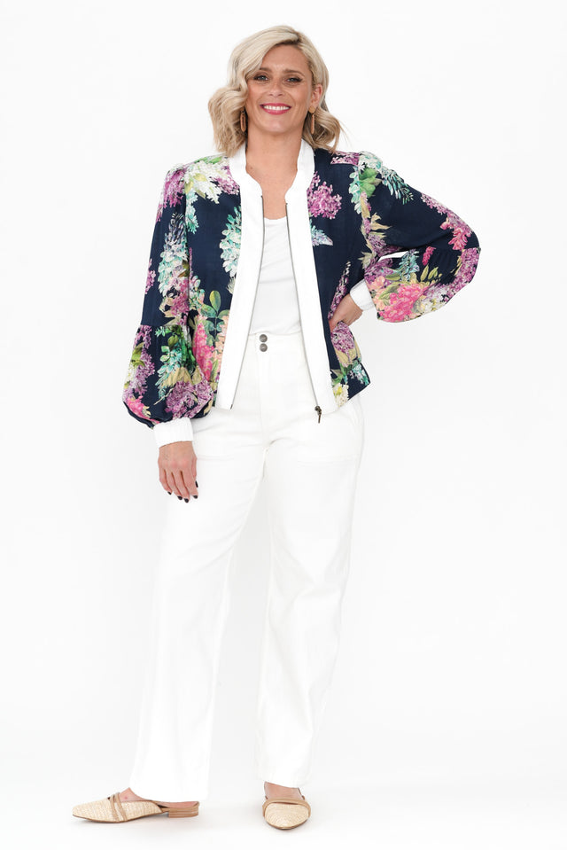 Augustine Navy Wisteria Linen Blend Jacket image 9