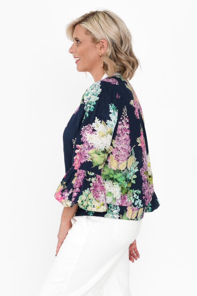 Augustine Navy Wisteria Linen Blend Jacket image 6