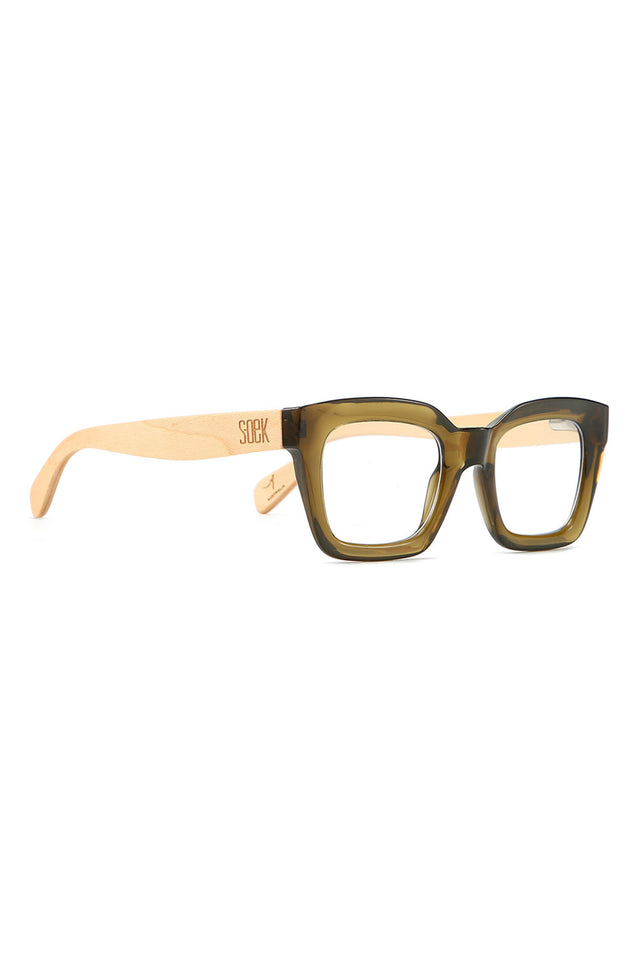 Aurelia Khaki Wooden Reading Glasses