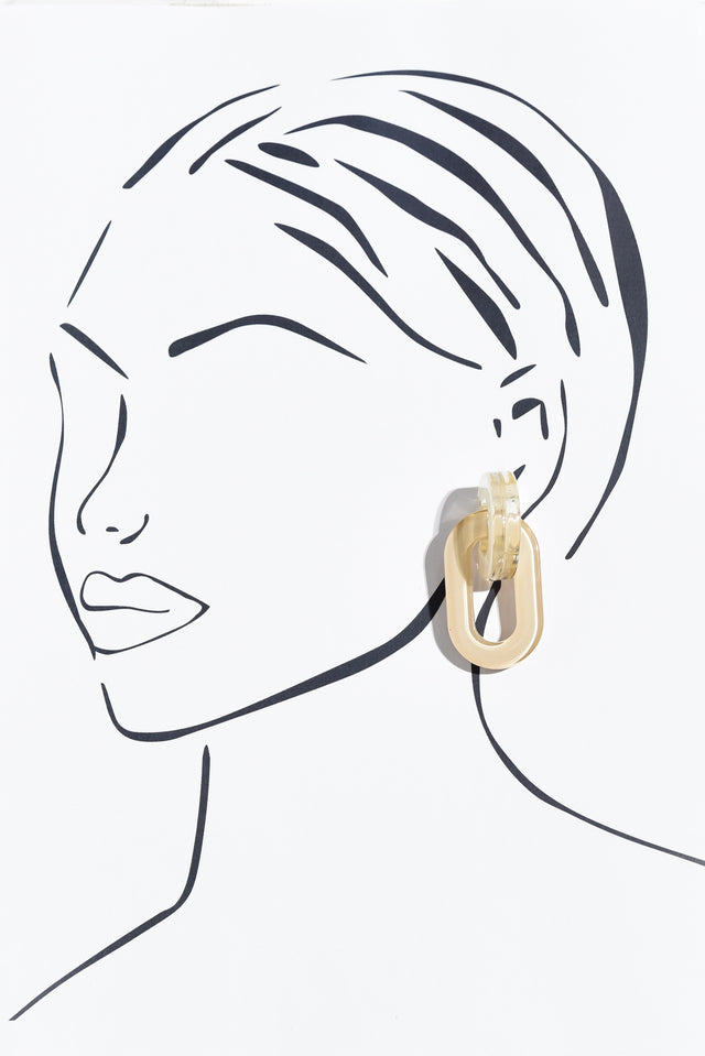 Aurora Beige Linked Drop Earrings