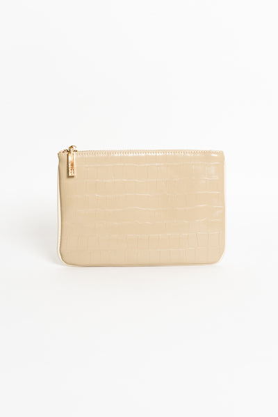 Aviana Cream Croc Pouch