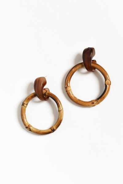 Bahamas Natural Bamboo Hoop Earrings