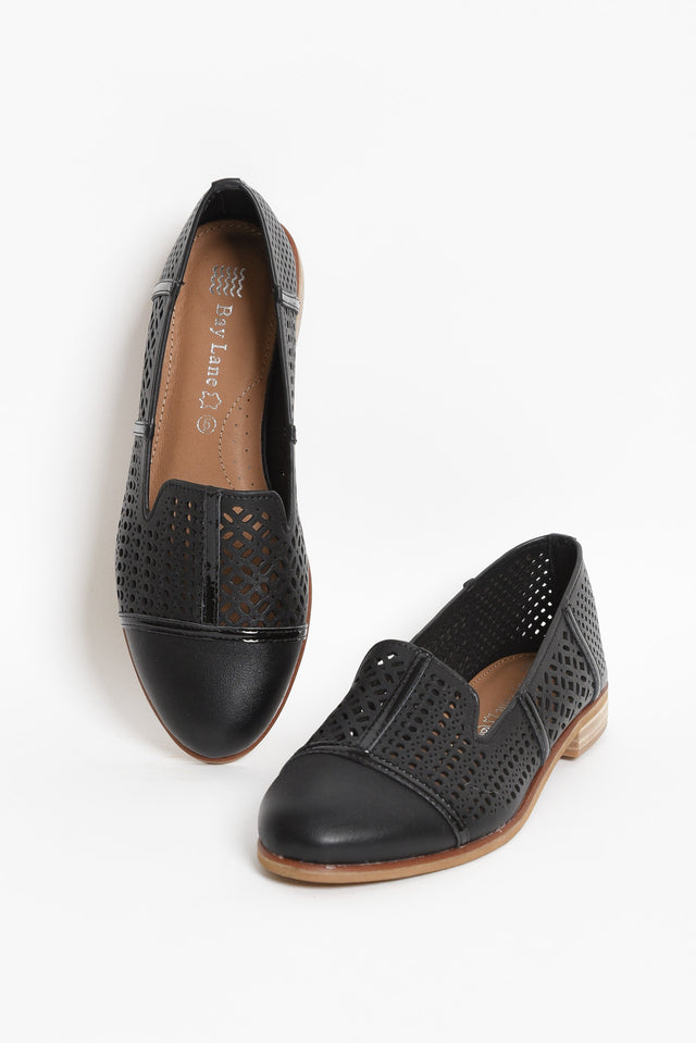 Bayliss Black Leather Cut Out Loafer