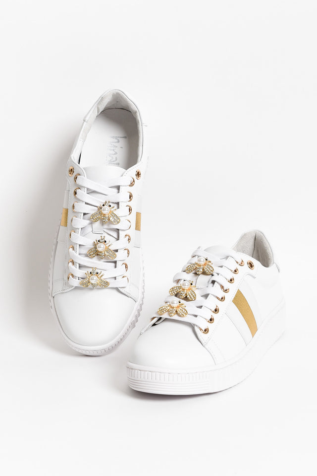 Bee White Stripe Leather Sneaker