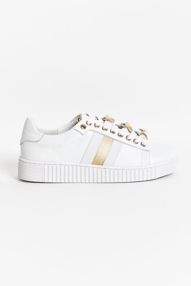 Bee White Stripe Leather Sneaker image 3