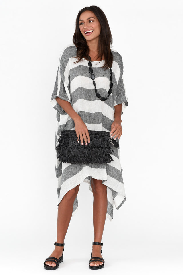 Belize Black Stripe Linen Kaftan