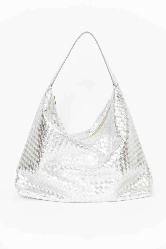 Benita Silver Weave Slouch Handbag