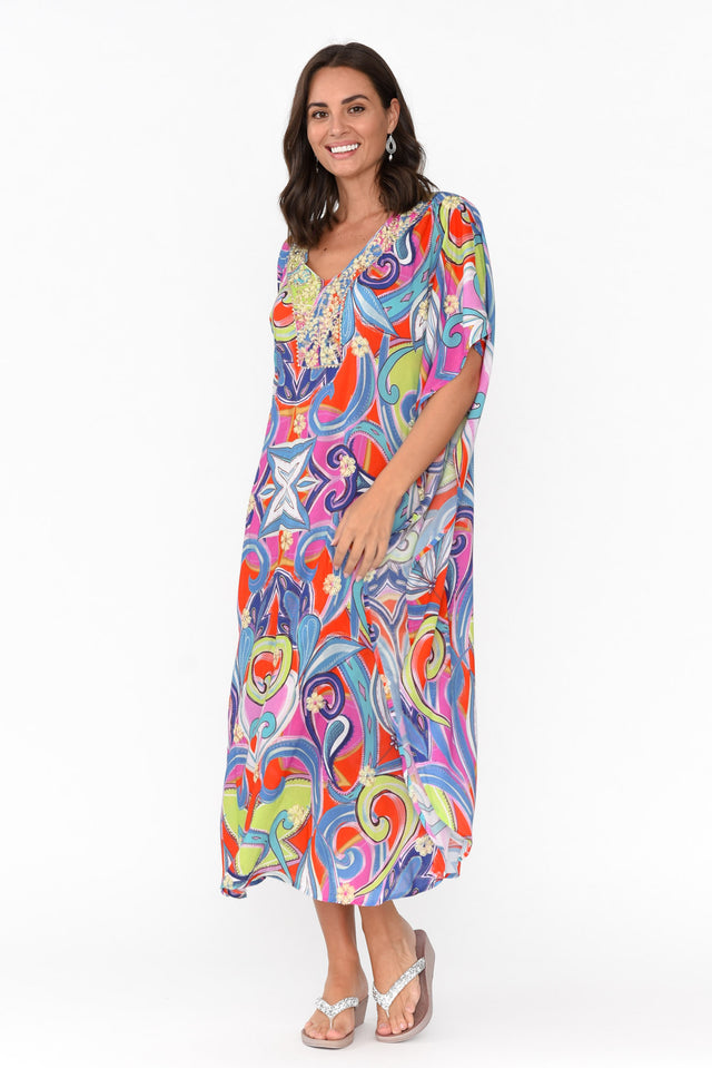 Bethanie Purple Abstract Embellished Kaftan banner image