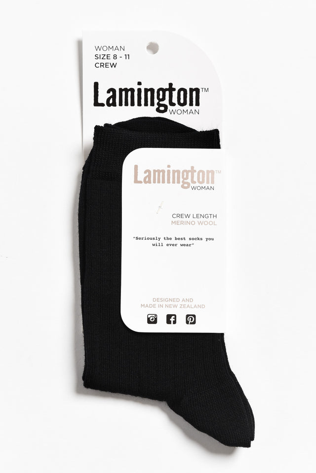 Black Merino Wool Crew Socks