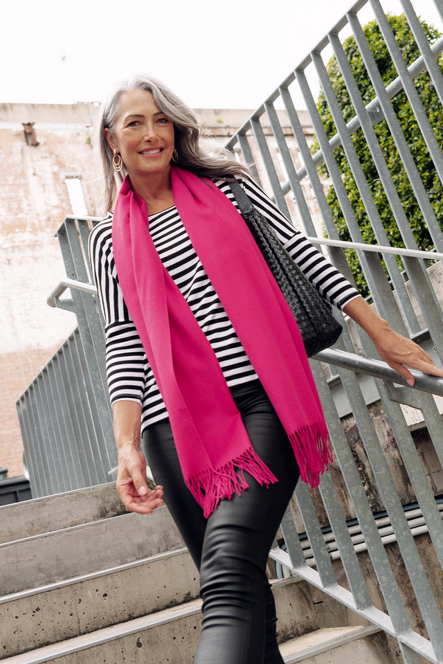 Heta Hot Pink Cotton Pashmina Scarf image 1