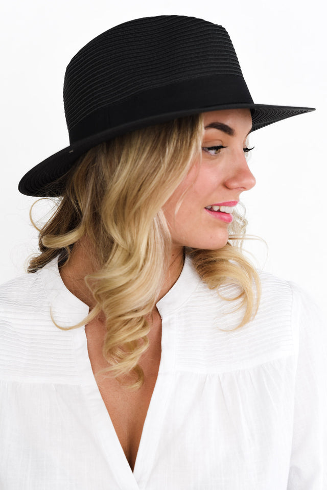 Black Wide Brim Travel Fedora