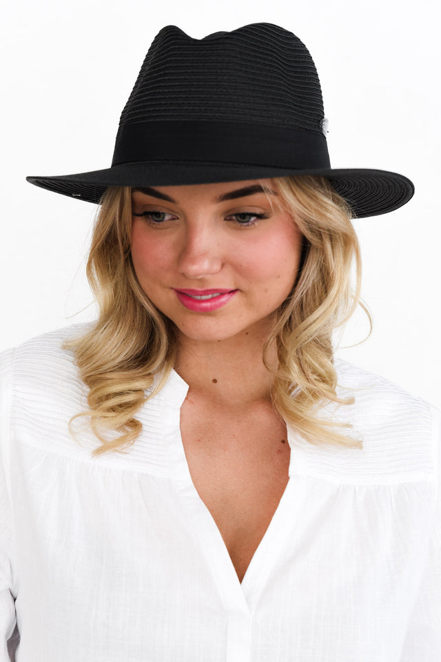 Black Wide Brim Travel Fedora