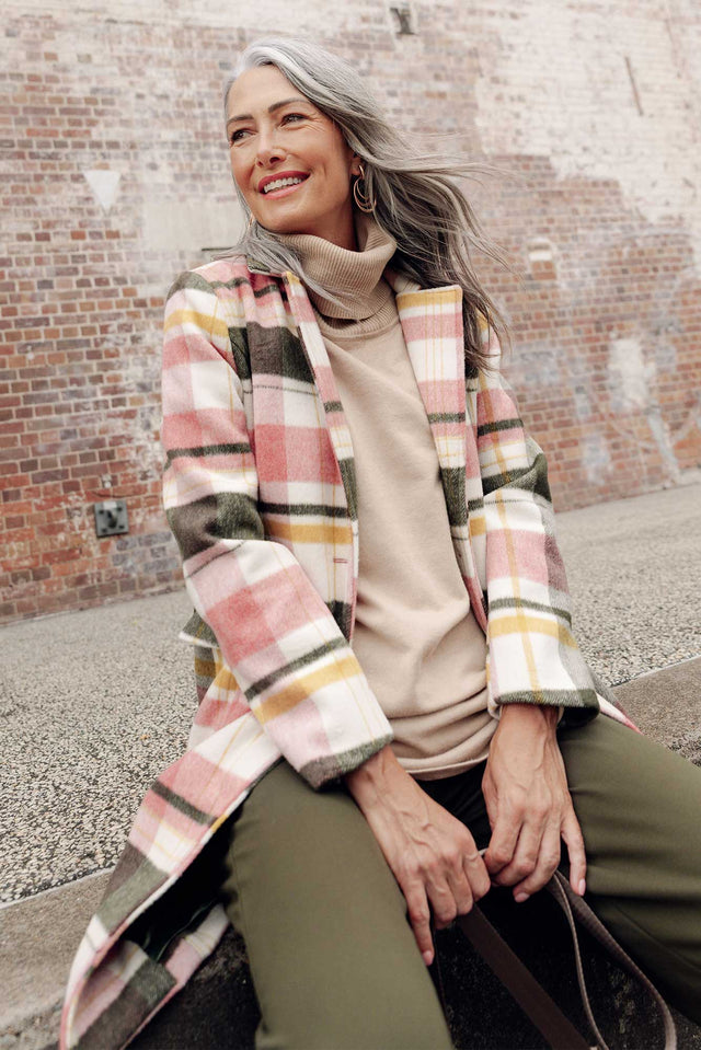 Blanche Blush Check Coat