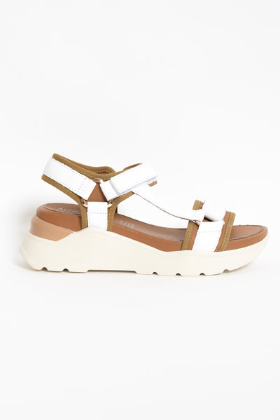 Bolton White Leather Velcro Sandal