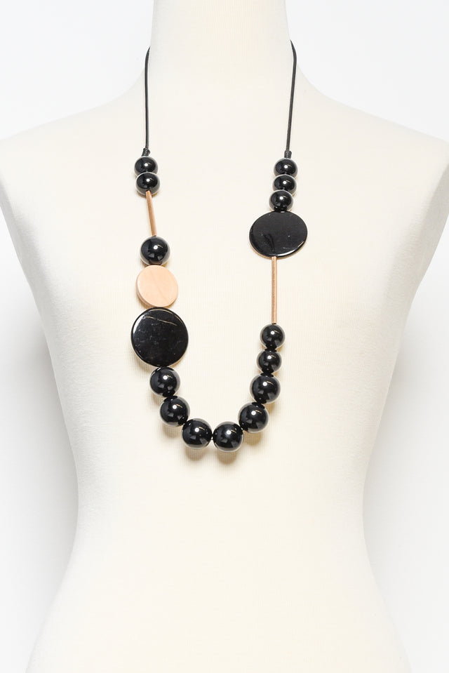 Bondi Black Circle Wood Necklace