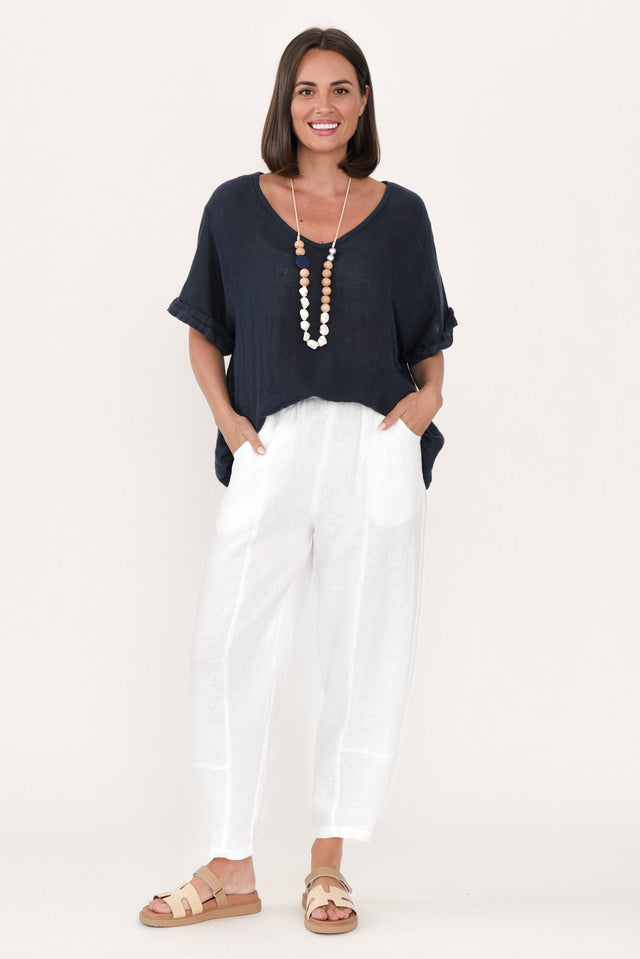 Botev White Linen Relaxed Pants image 6