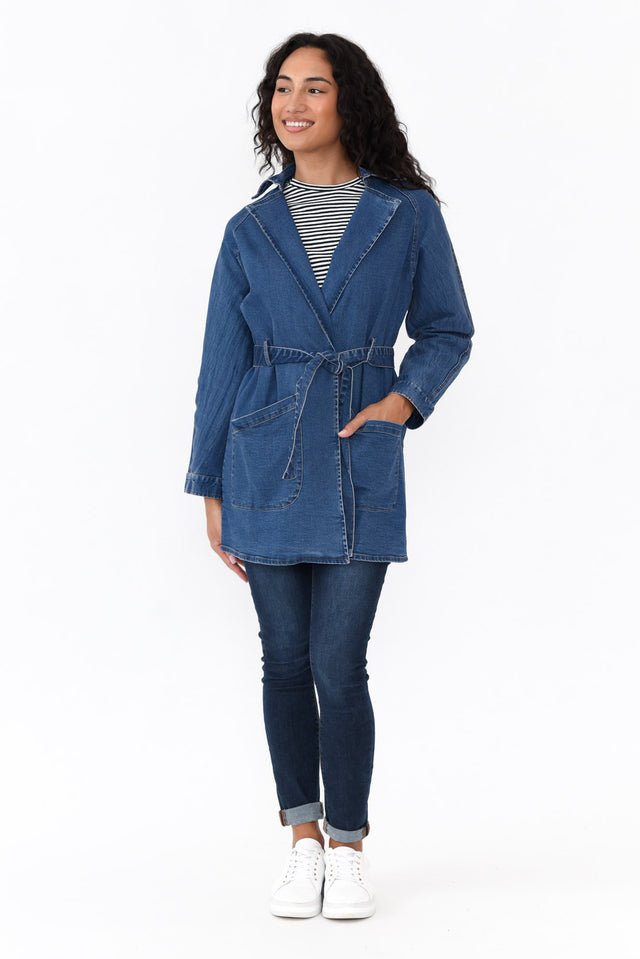 Brynn Blue Denim Tie Coat banner image